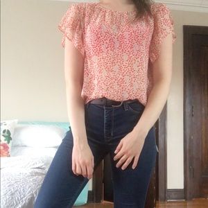 Cherry print sheer blouse